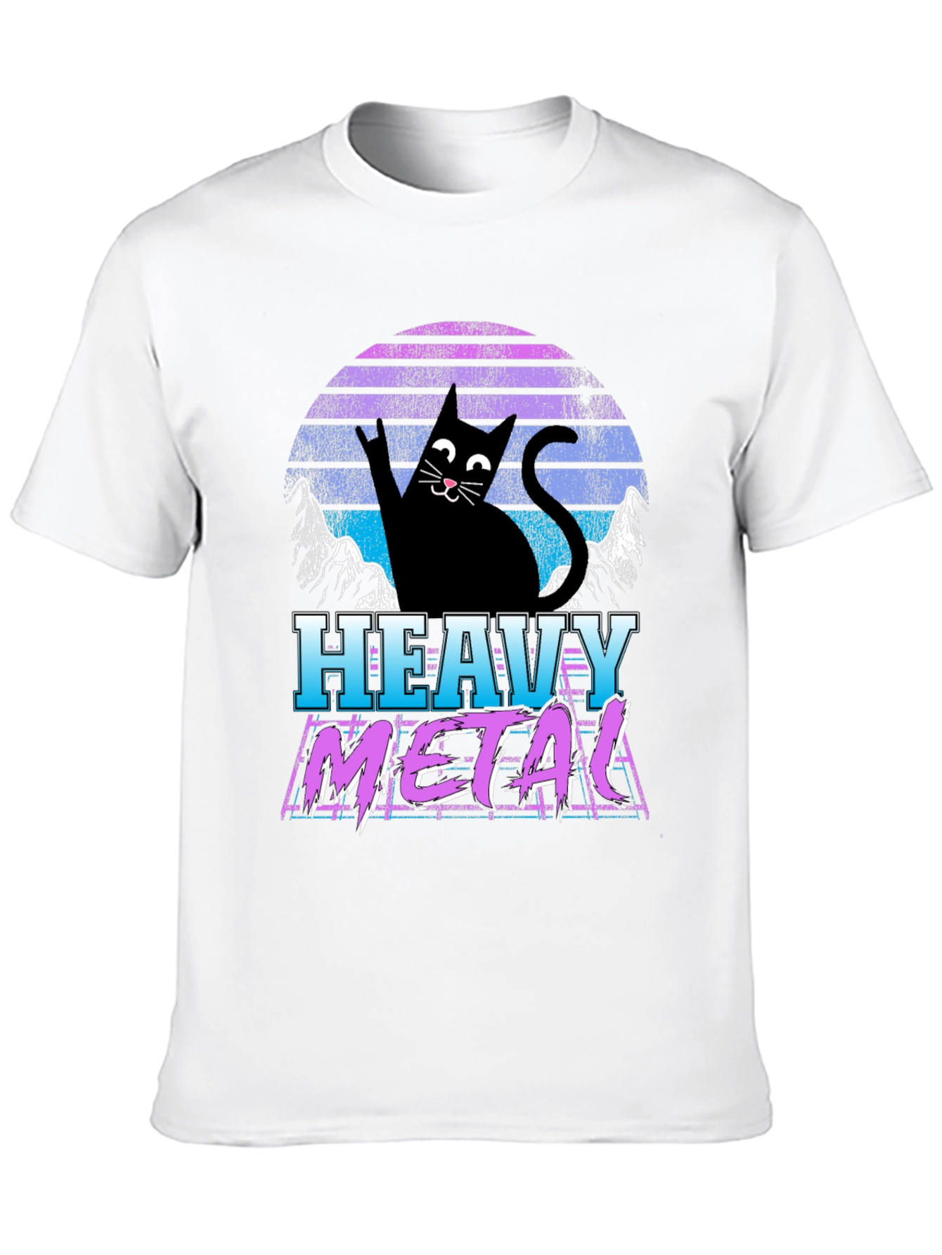 Heavy Metal Cat Graphic T-Shirt