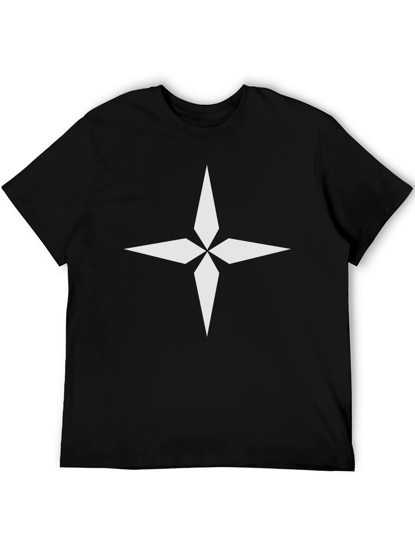 Black Tee with White Star Design | Casual Wear