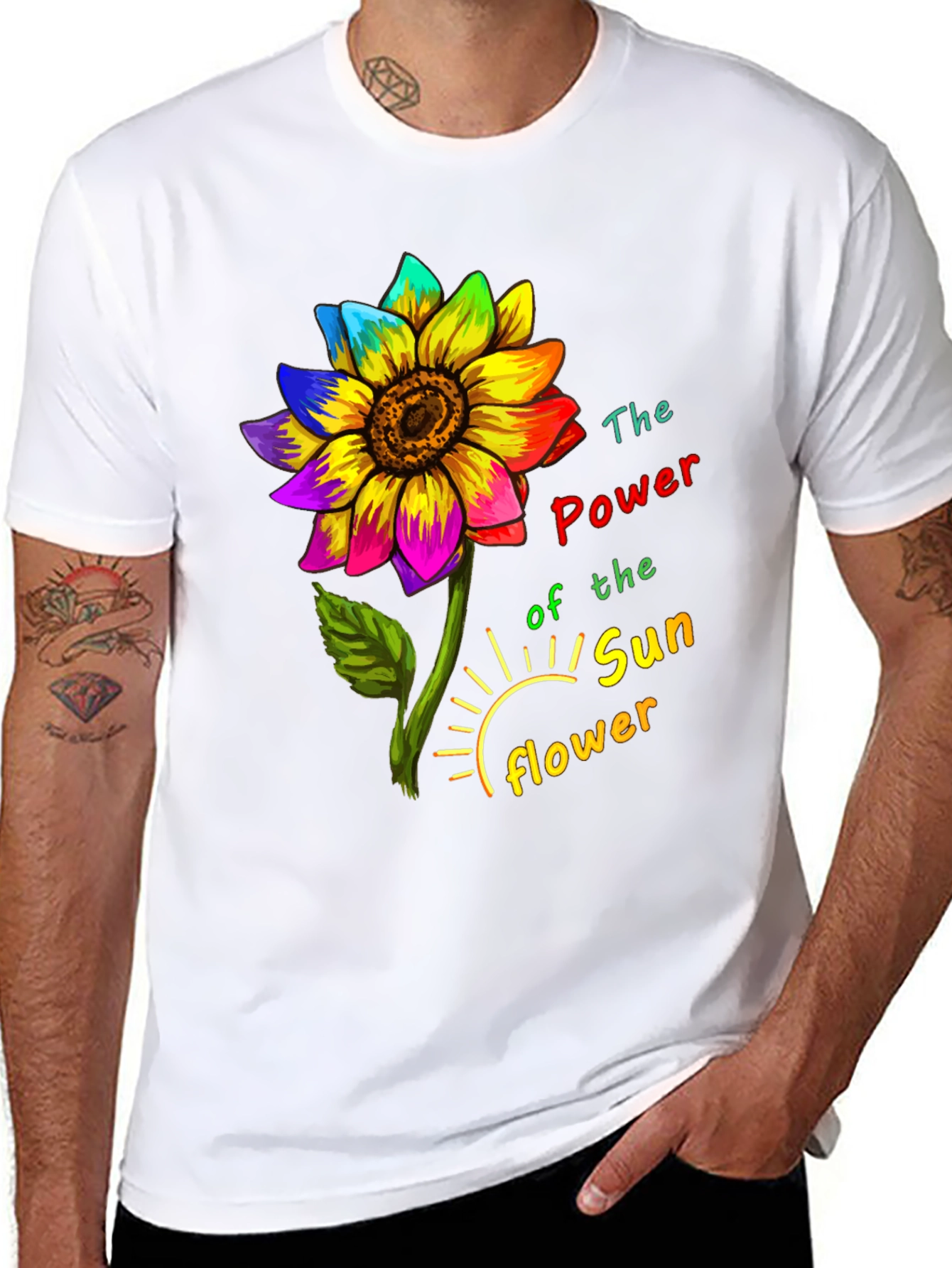 Rainbow Sunflower Graphic Tee - Power of the Sunflower
