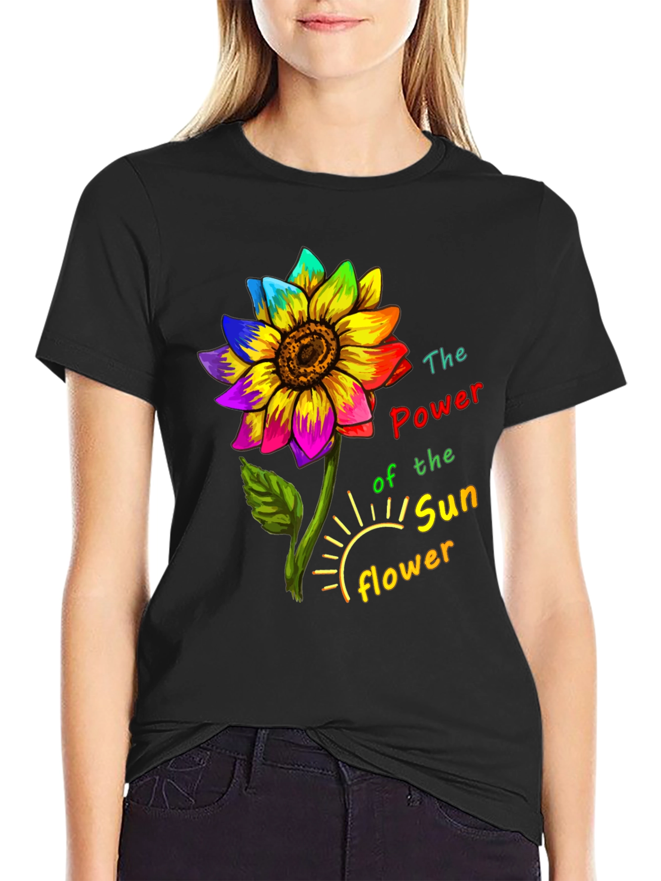 Rainbow Sunflower Graphic Tee - Power of the Sunflower