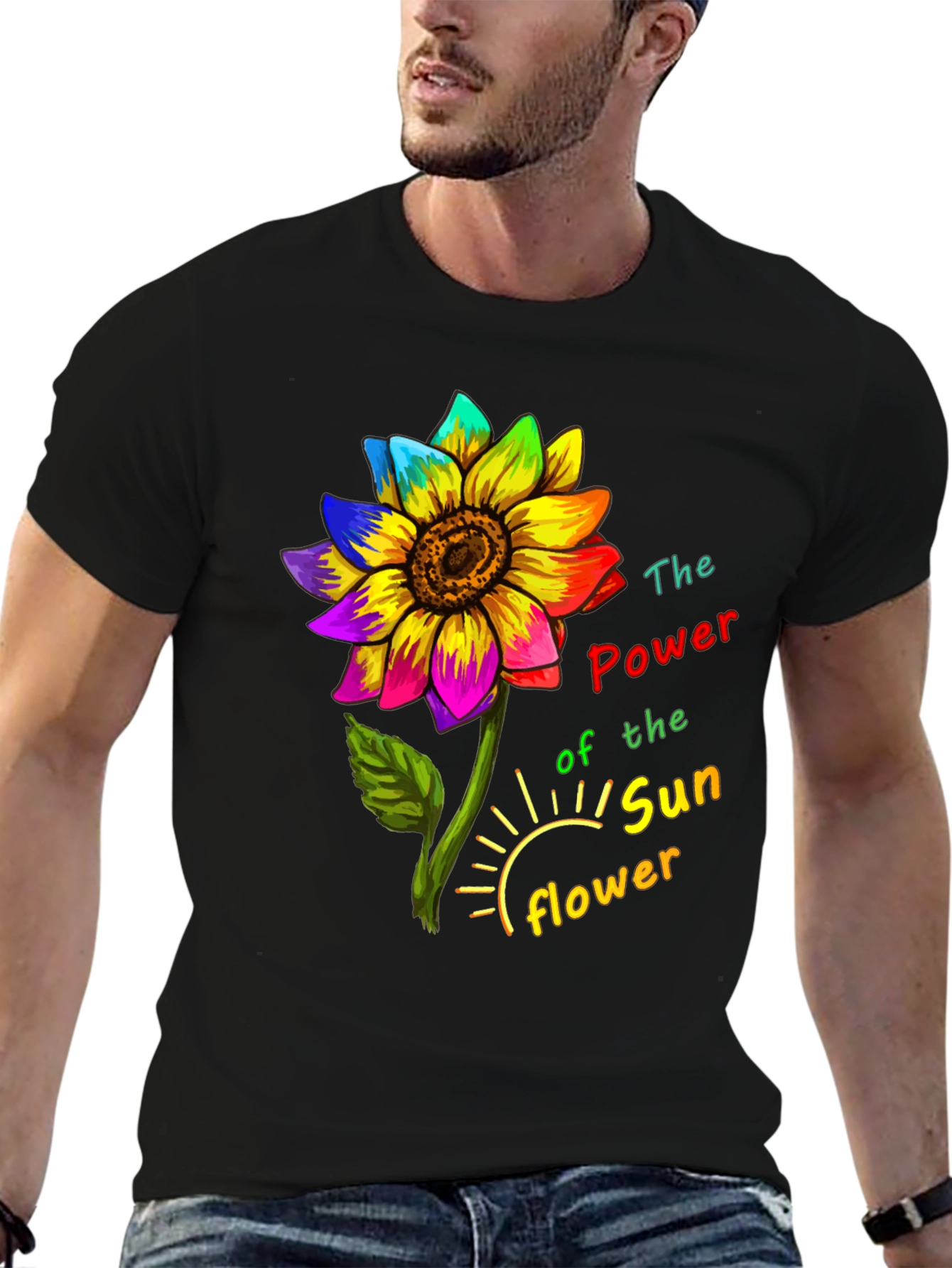 Rainbow Sunflower Graphic Tee - Power of the Sunflower