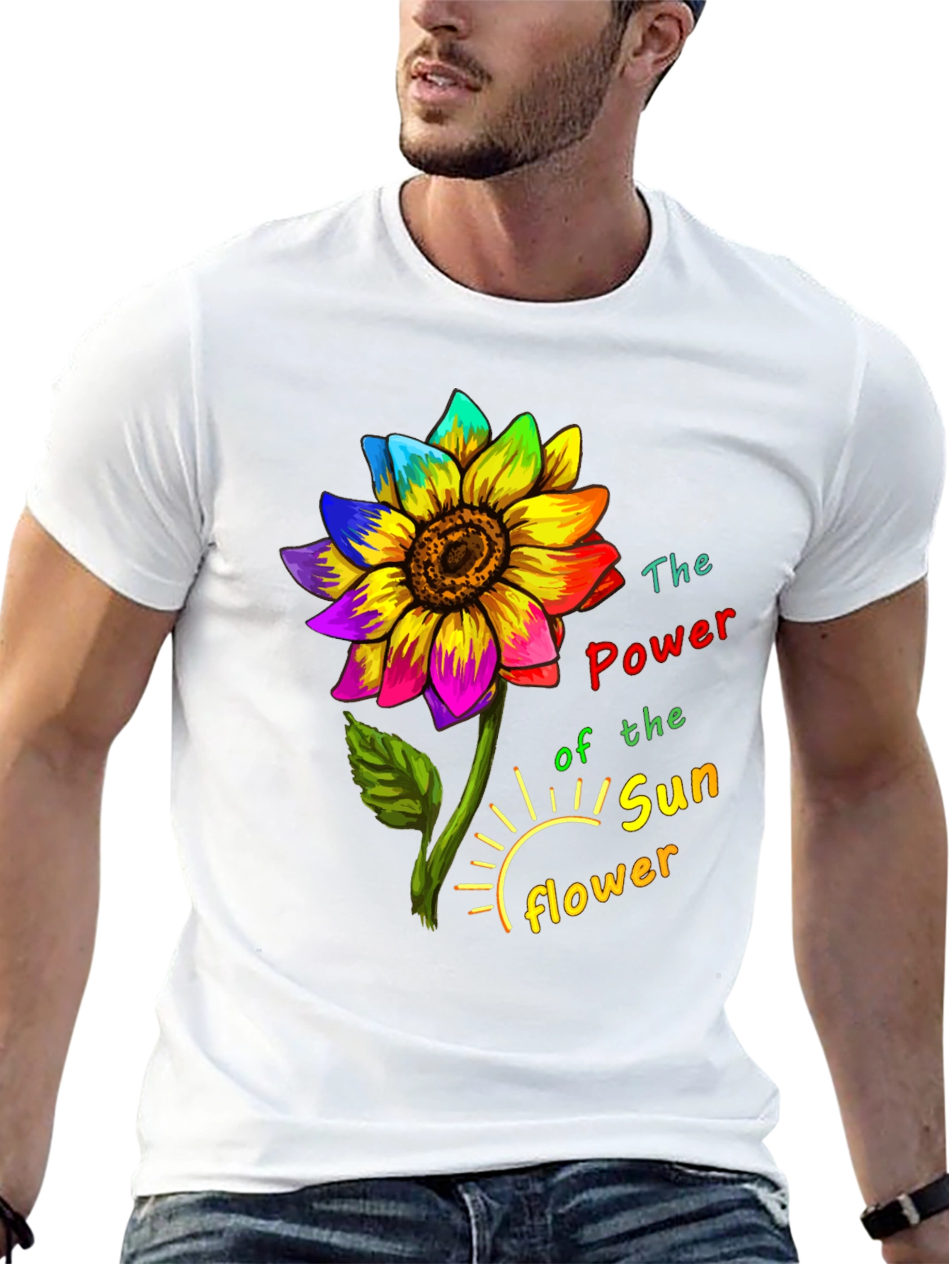 Rainbow Sunflower Graphic Tee - Power of the Sunflower