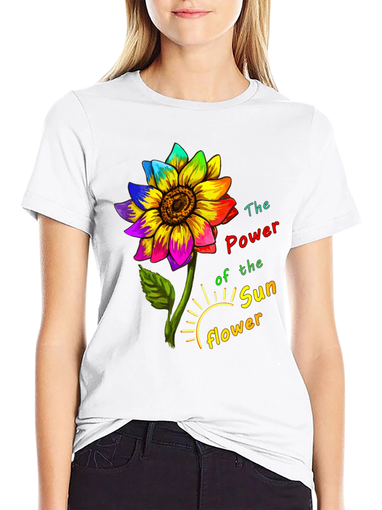 Rainbow Sunflower Graphic Tee - Power of the Sunflower