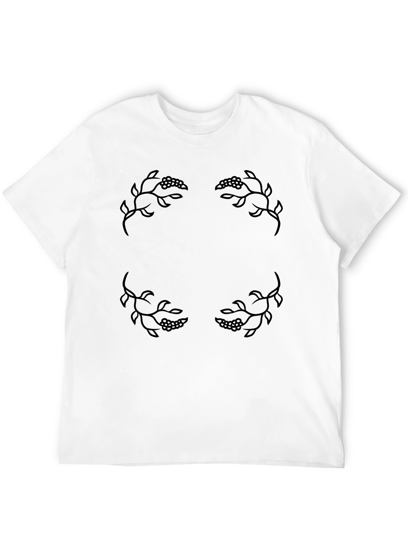 Black Tee with Floral Berry Accents