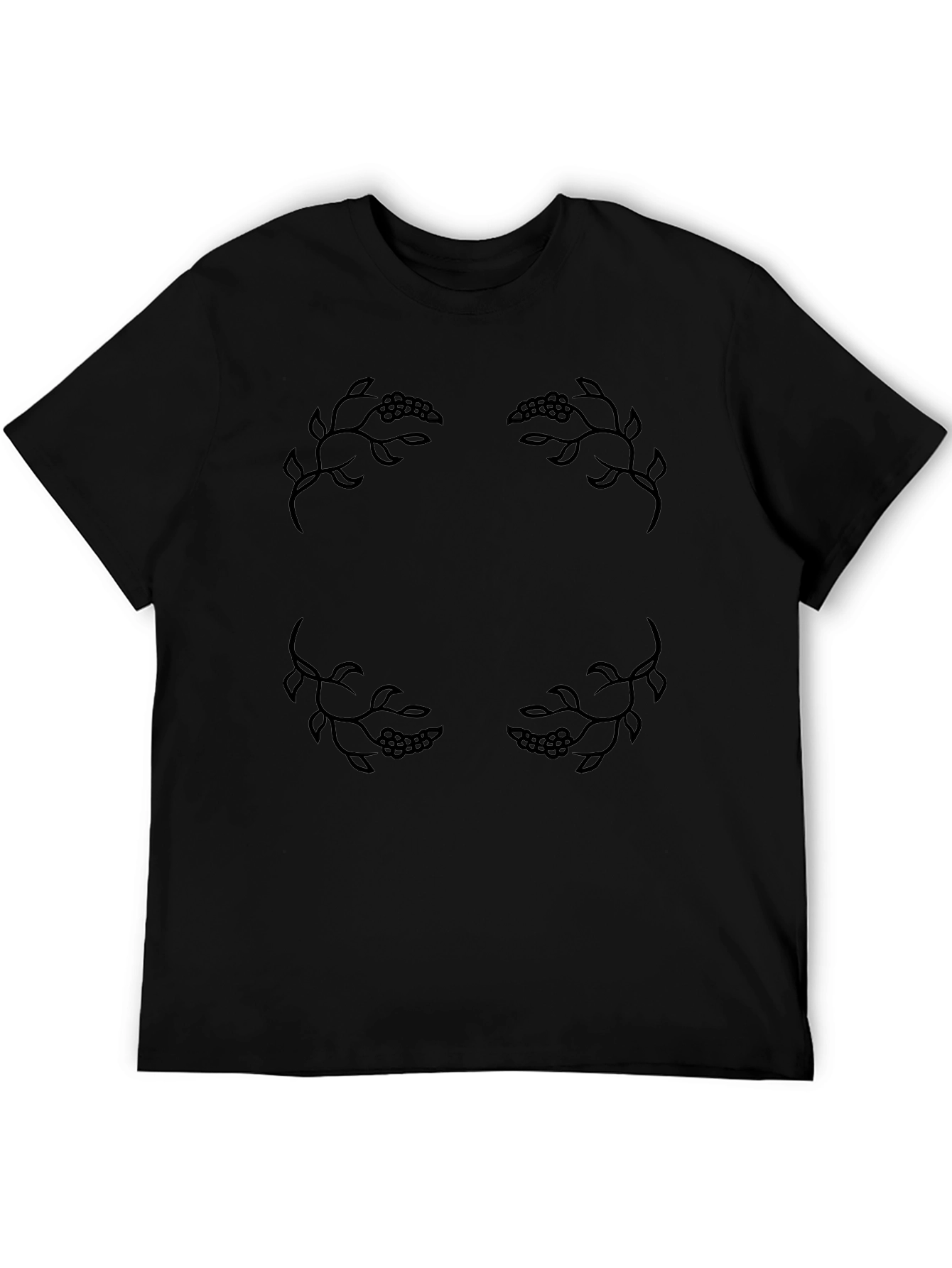 Black Tee with Floral Berry Accents