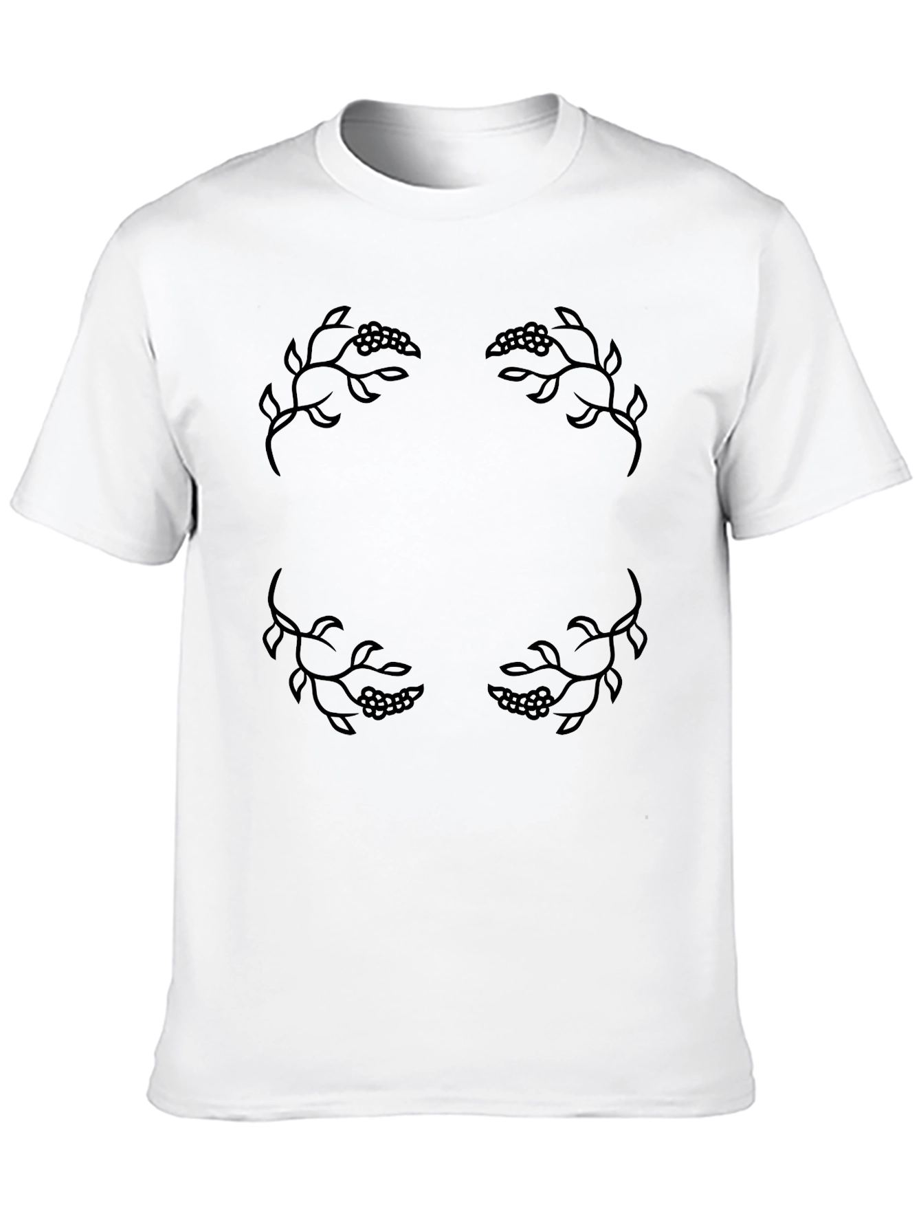 Black Tee with Floral Berry Accents