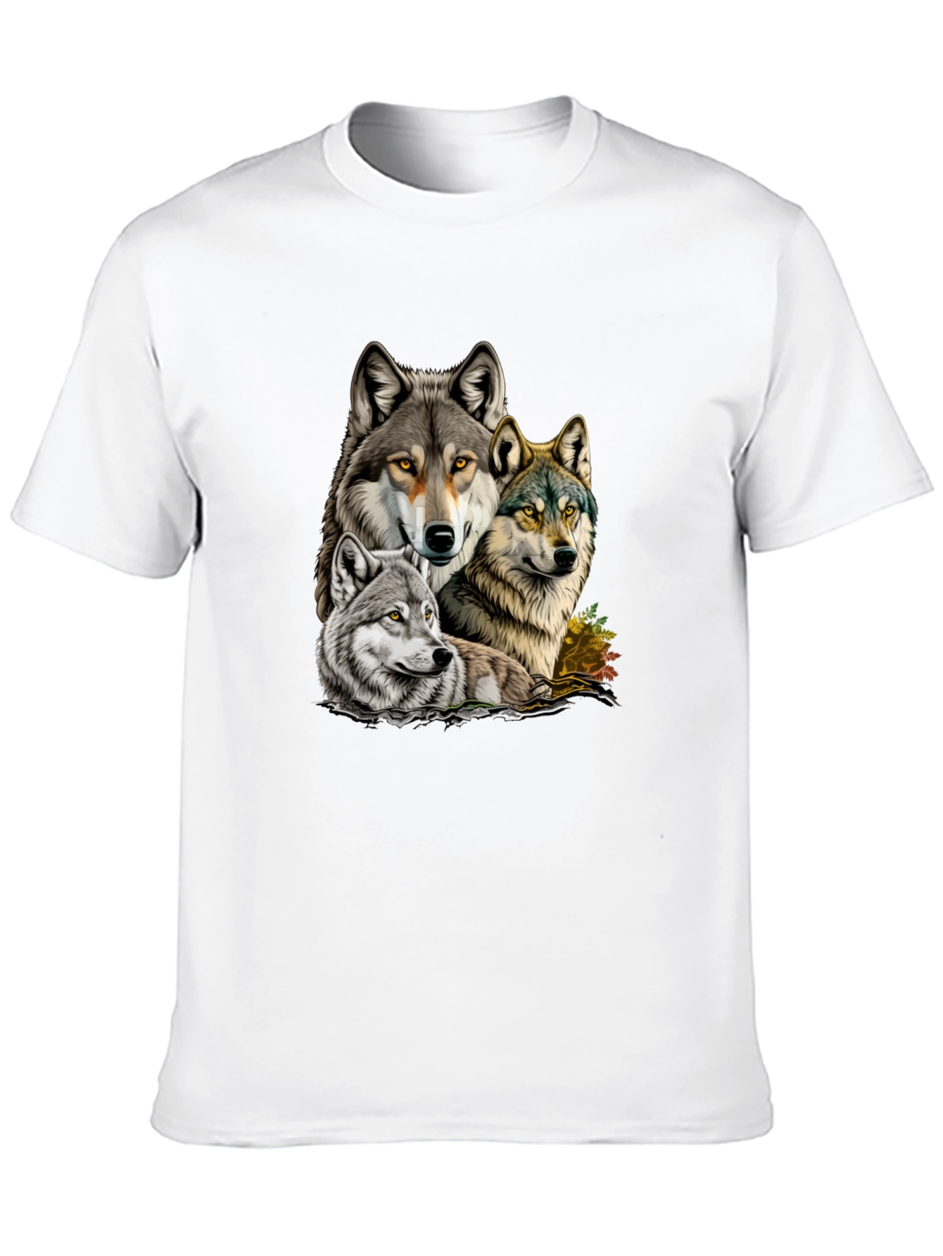 Wolf Pack Graphic Tee - Black Cotton T-Shirt