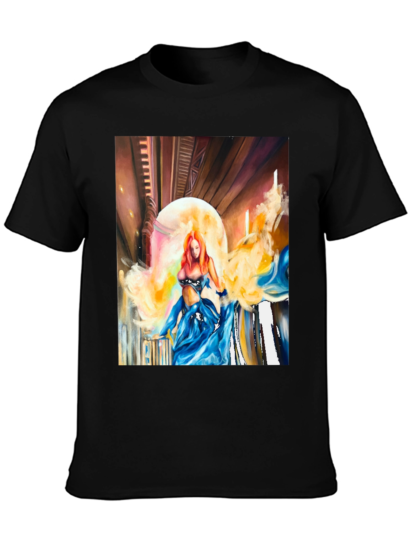 Artistic Woman Print Black T-Shirt