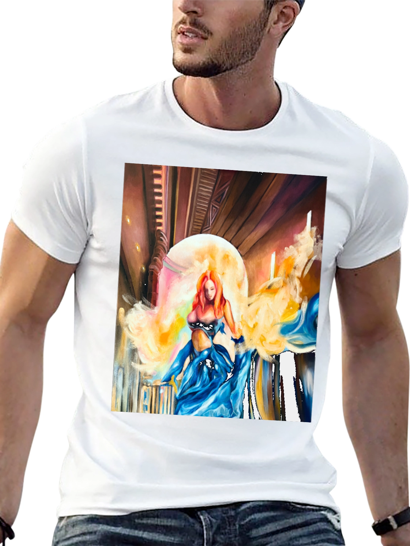 Artistic Woman Print Black T-Shirt