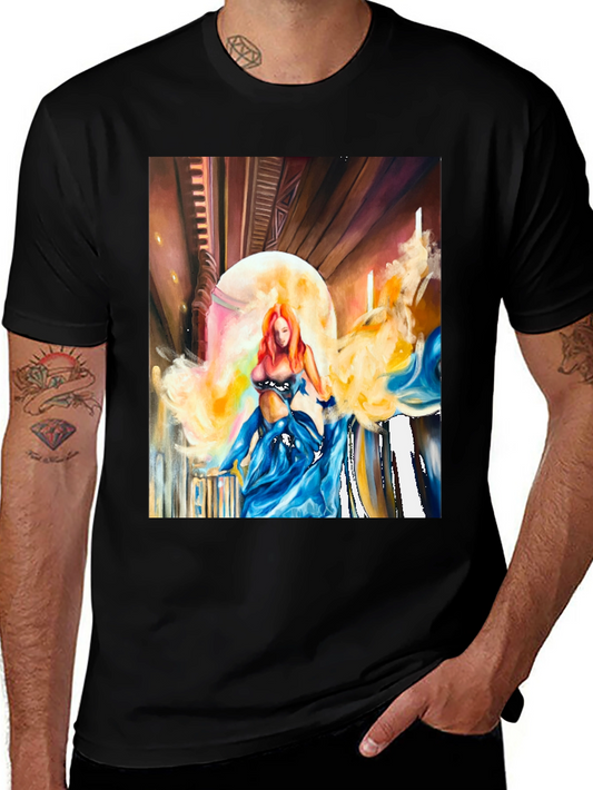 Artistic Woman Print Black T-Shirt