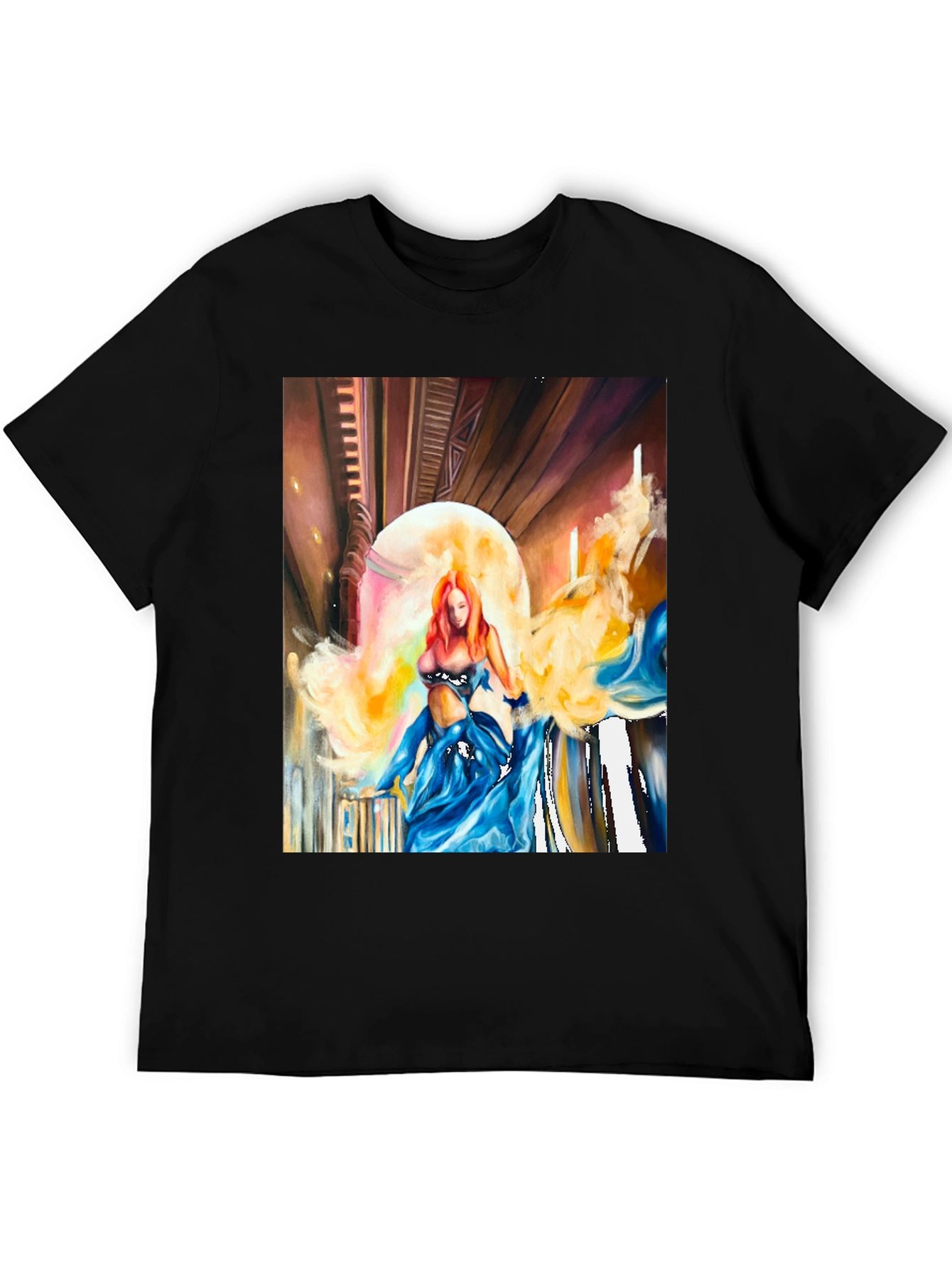 Artistic Woman Print Black T-Shirt
