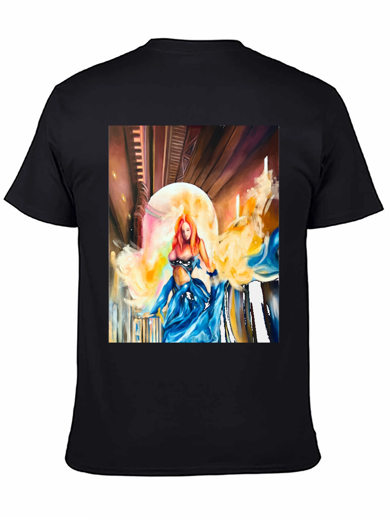 Artistic Woman Print Black T-Shirt