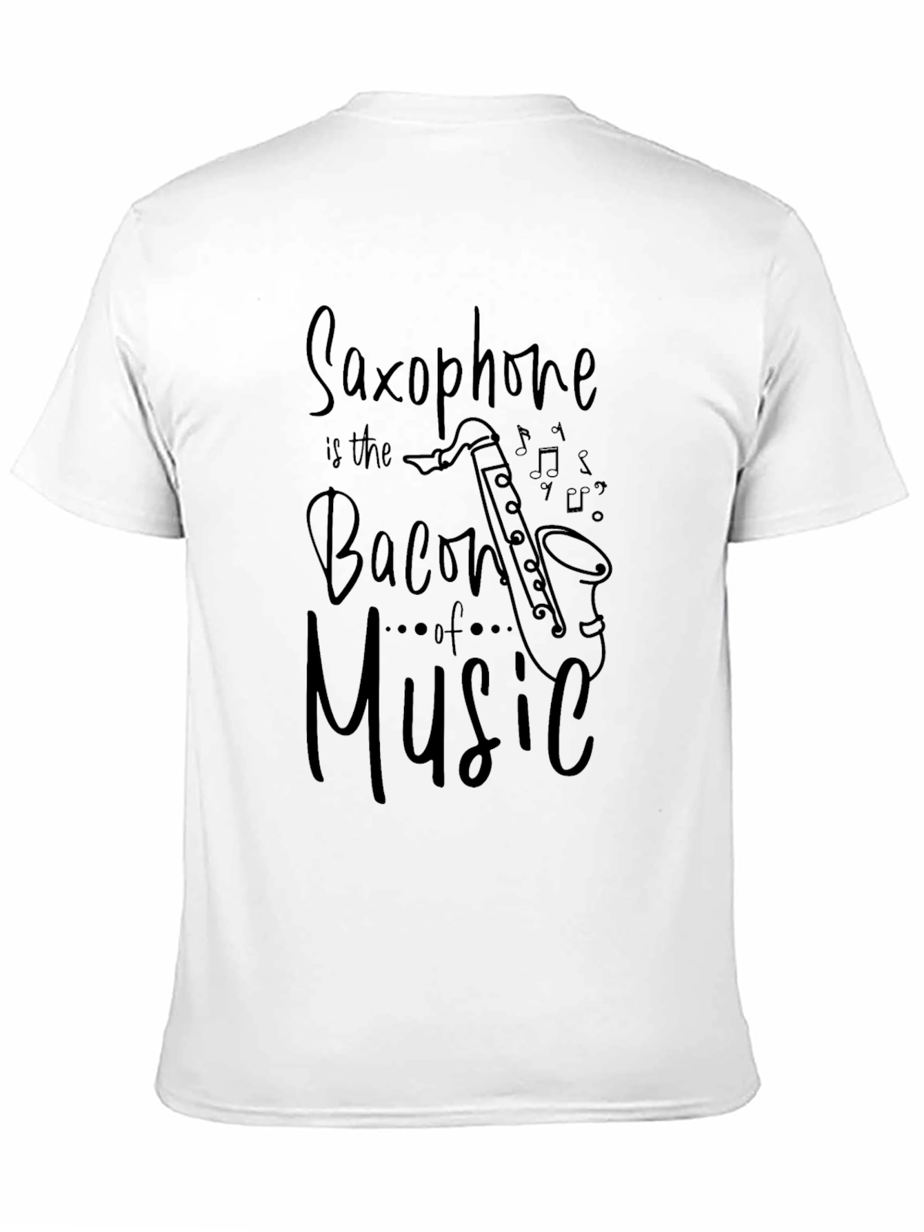Saxophone Bacon of Music Black T-Shirt
