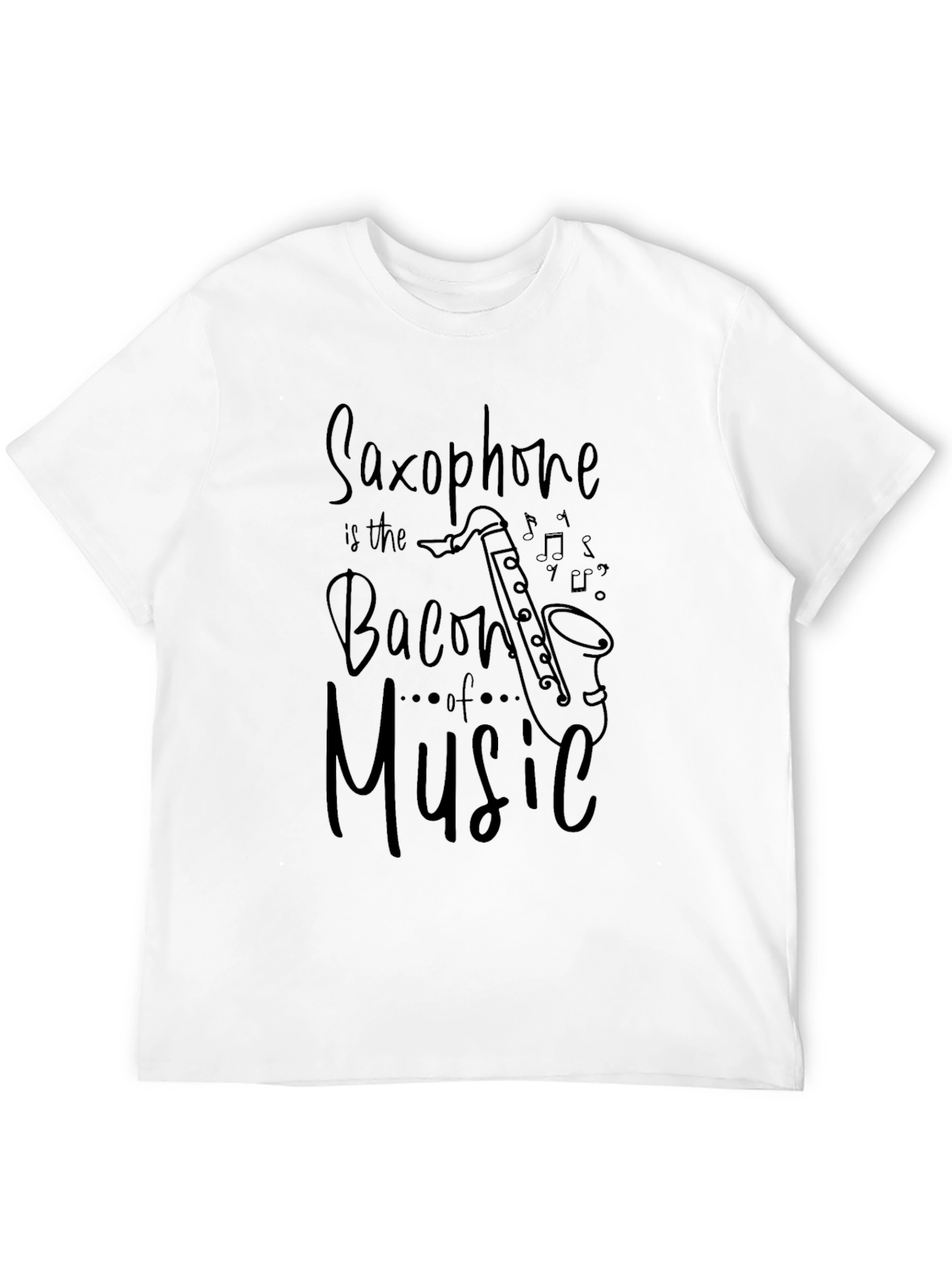 Saxophone Bacon of Music Black T-Shirt