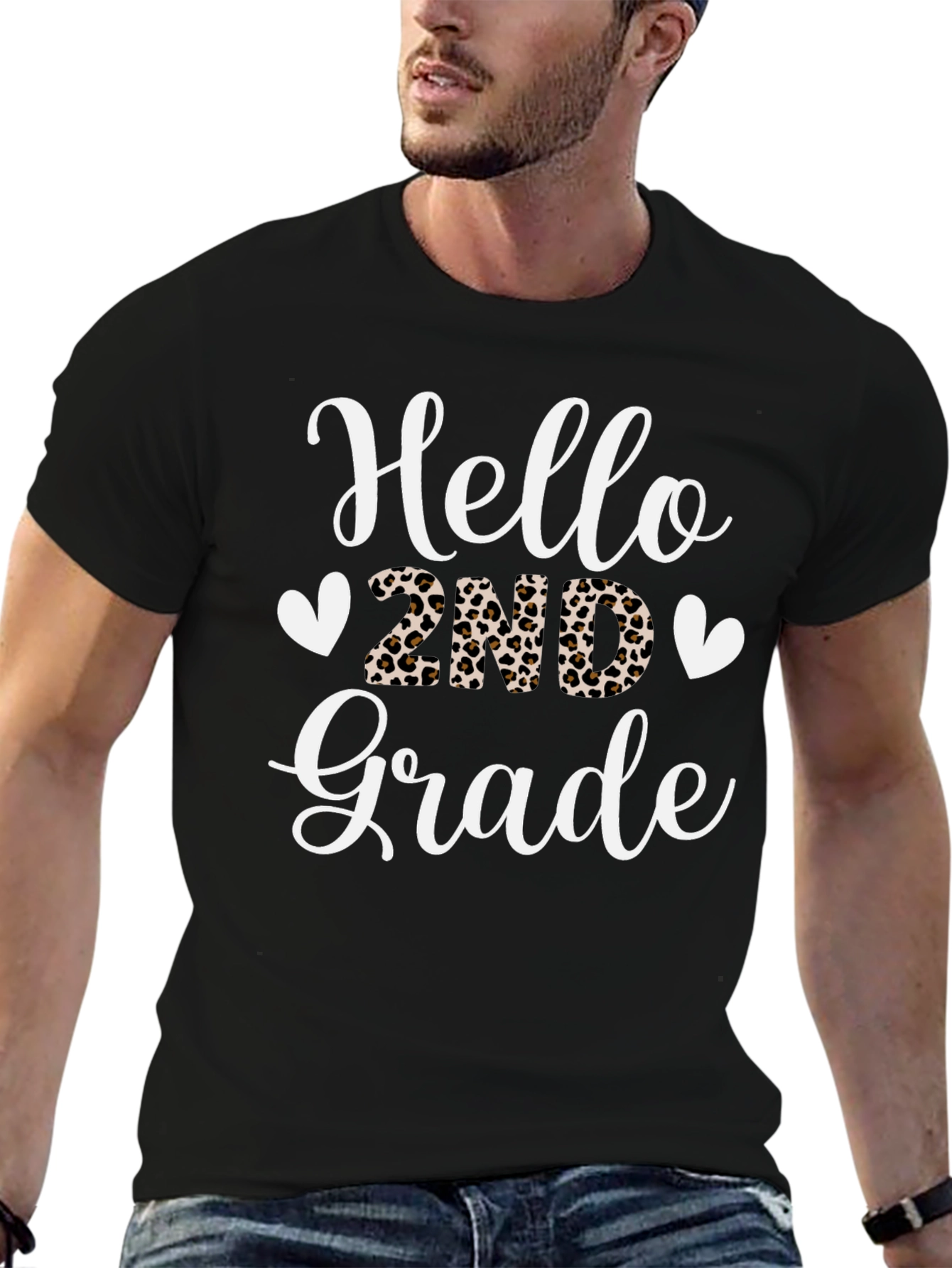 Hello 2nd Grade Leopard Print T-Shirt