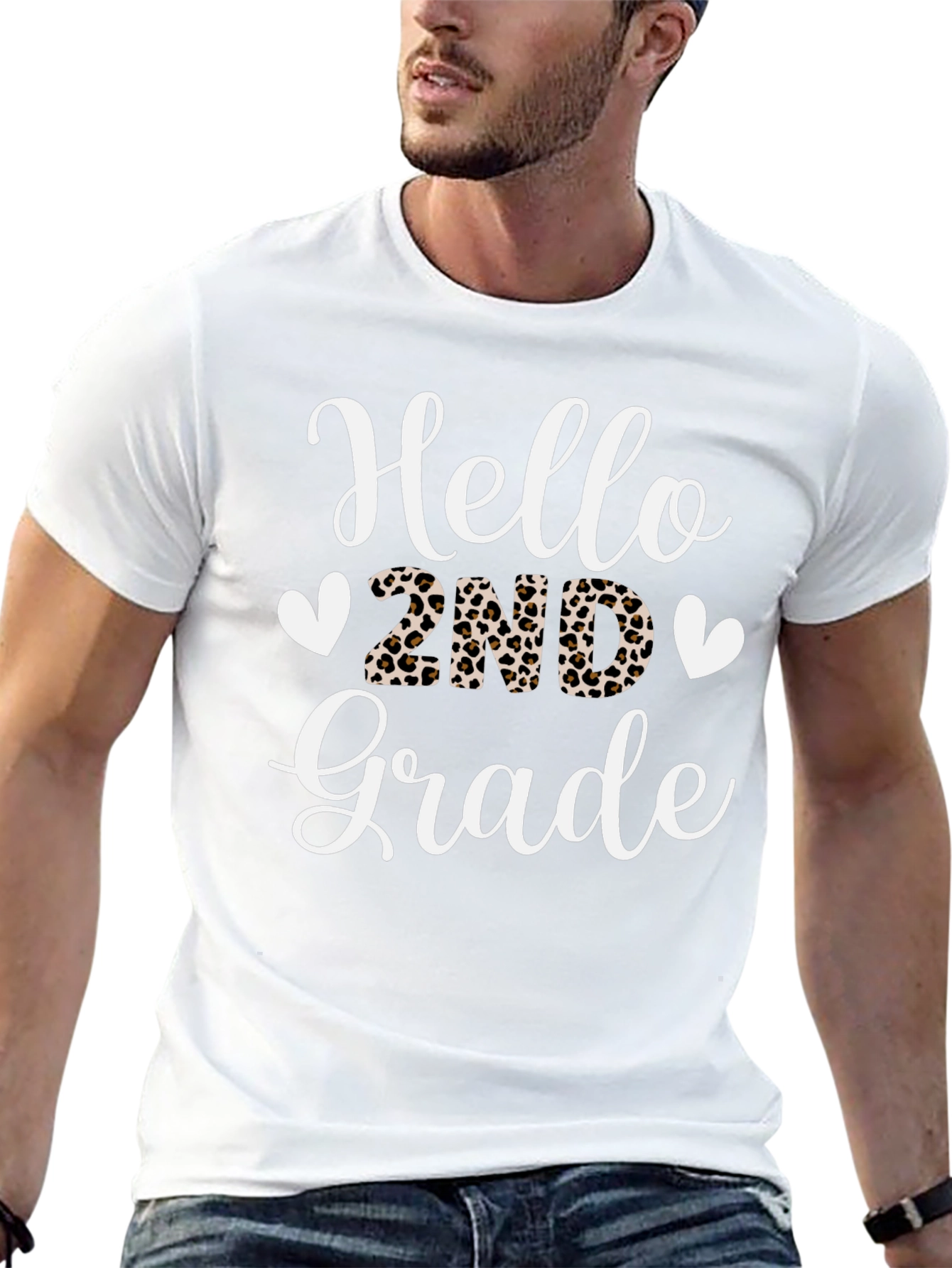 Hello 2nd Grade Leopard Print T-Shirt