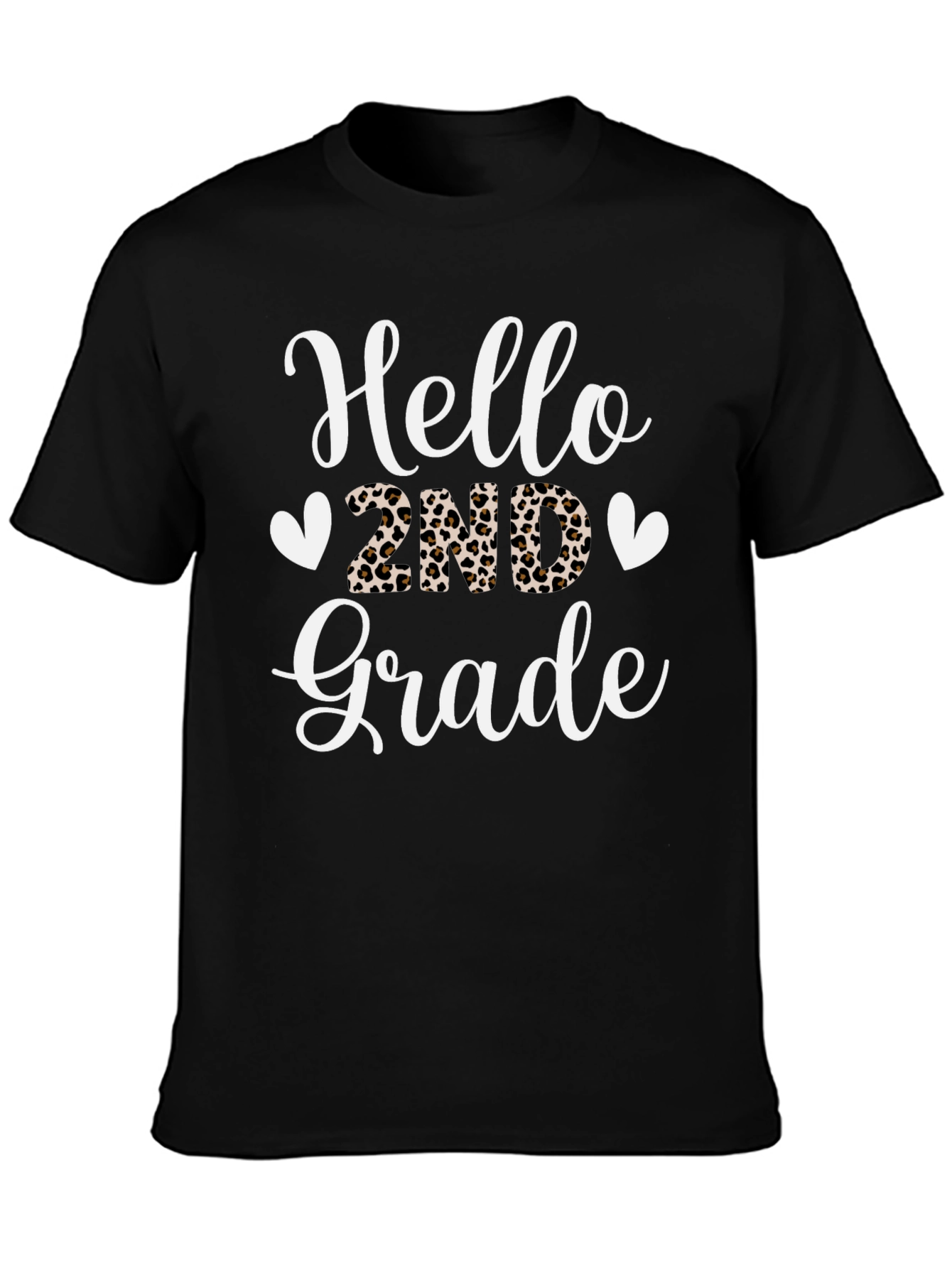Hello 2nd Grade Leopard Print T-Shirt