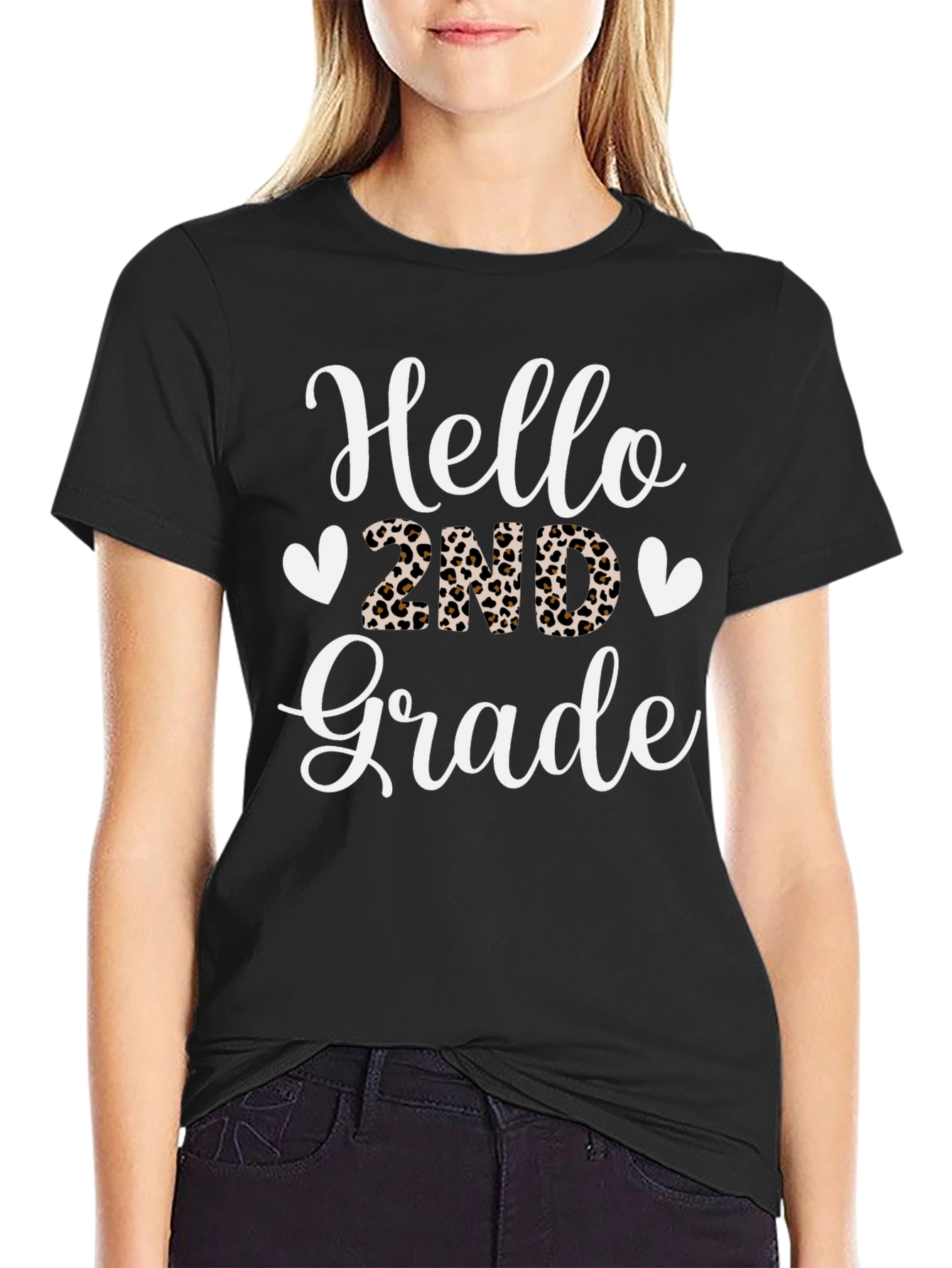 Hello 2nd Grade Leopard Print T-Shirt