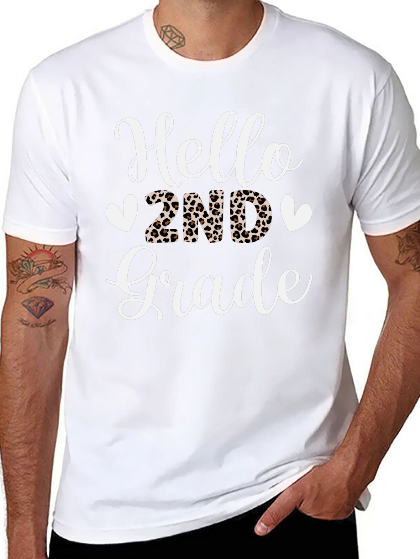 Hello 2nd Grade Leopard Print T-Shirt