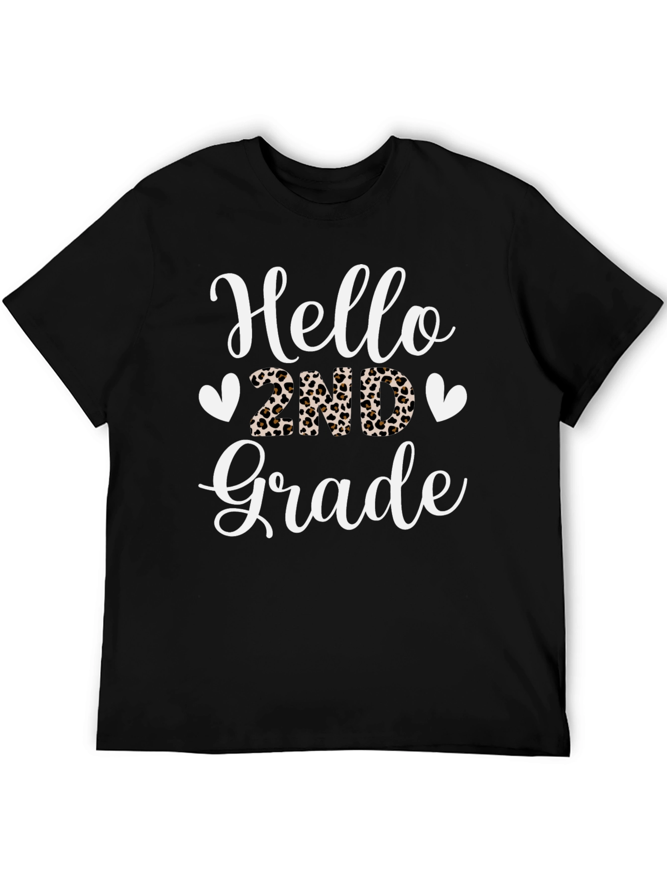 Hello 2nd Grade Leopard Print T-Shirt