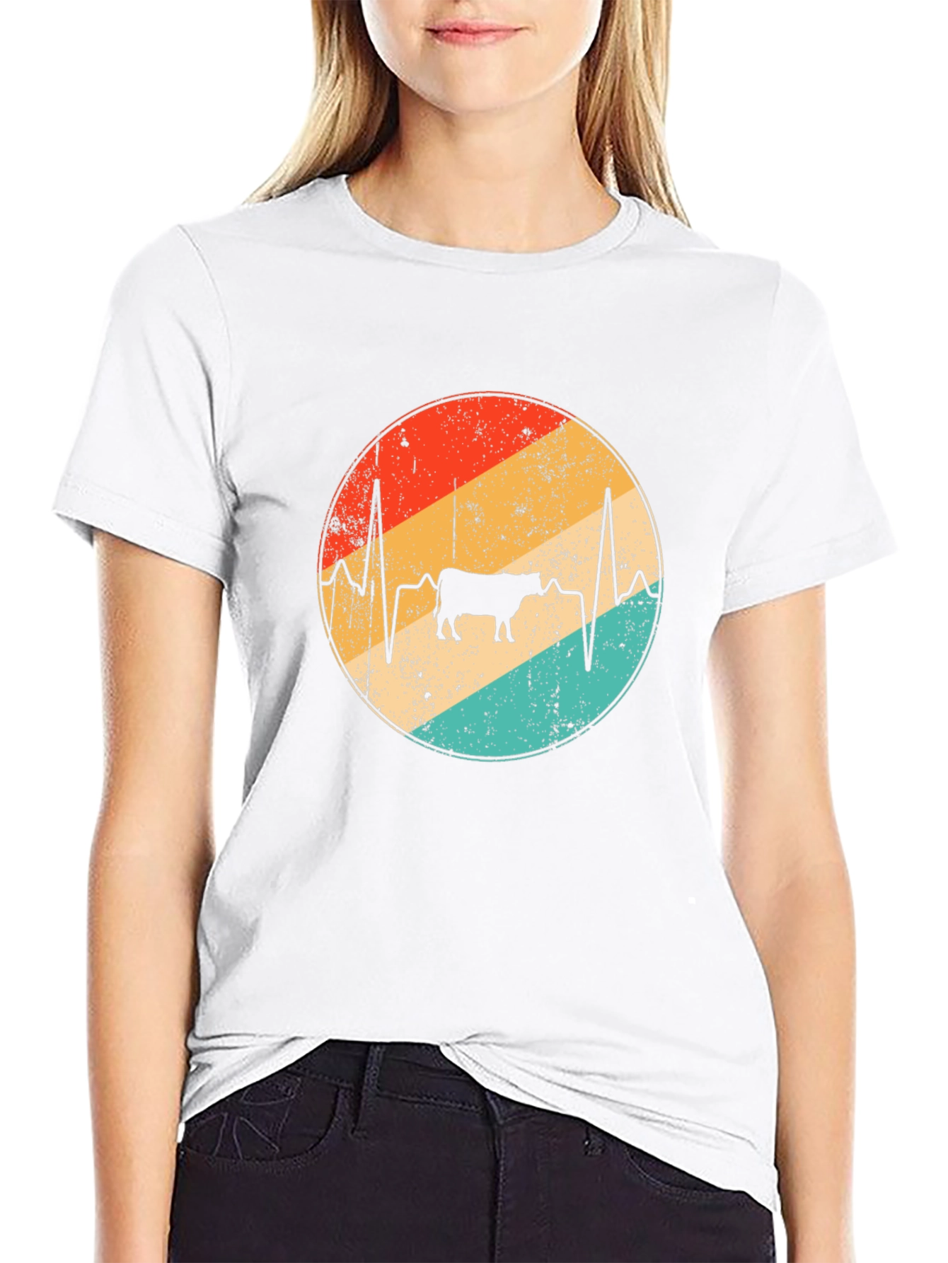 Cow Heartbeat Retro T-Shirt