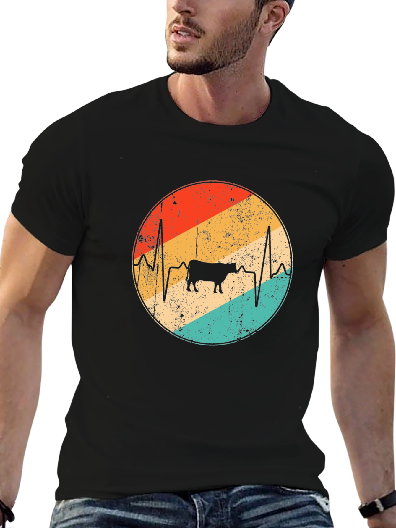 Cow Heartbeat Retro T-Shirt
