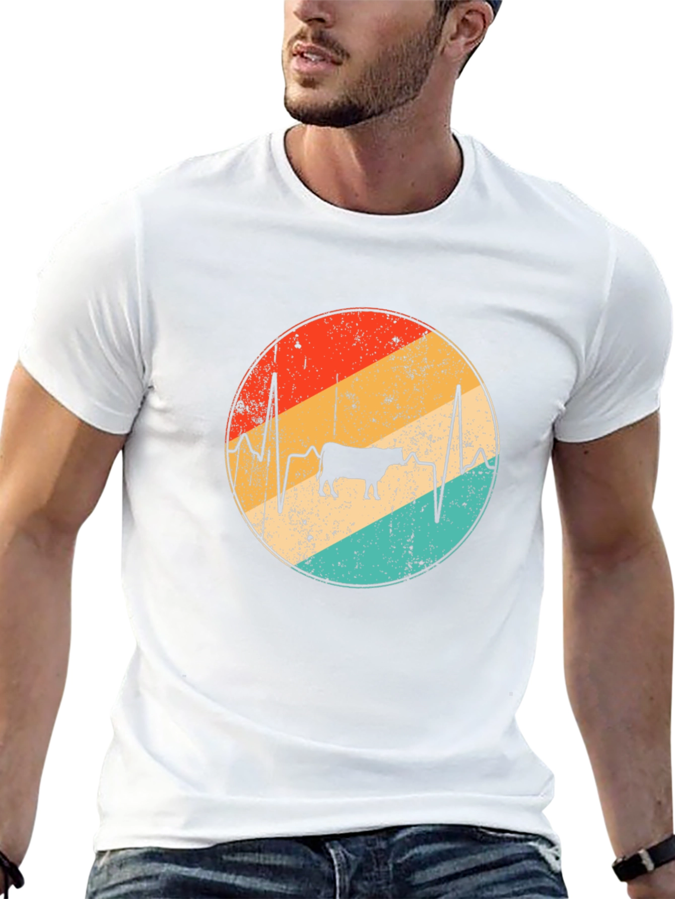 Cow Heartbeat Retro T-Shirt