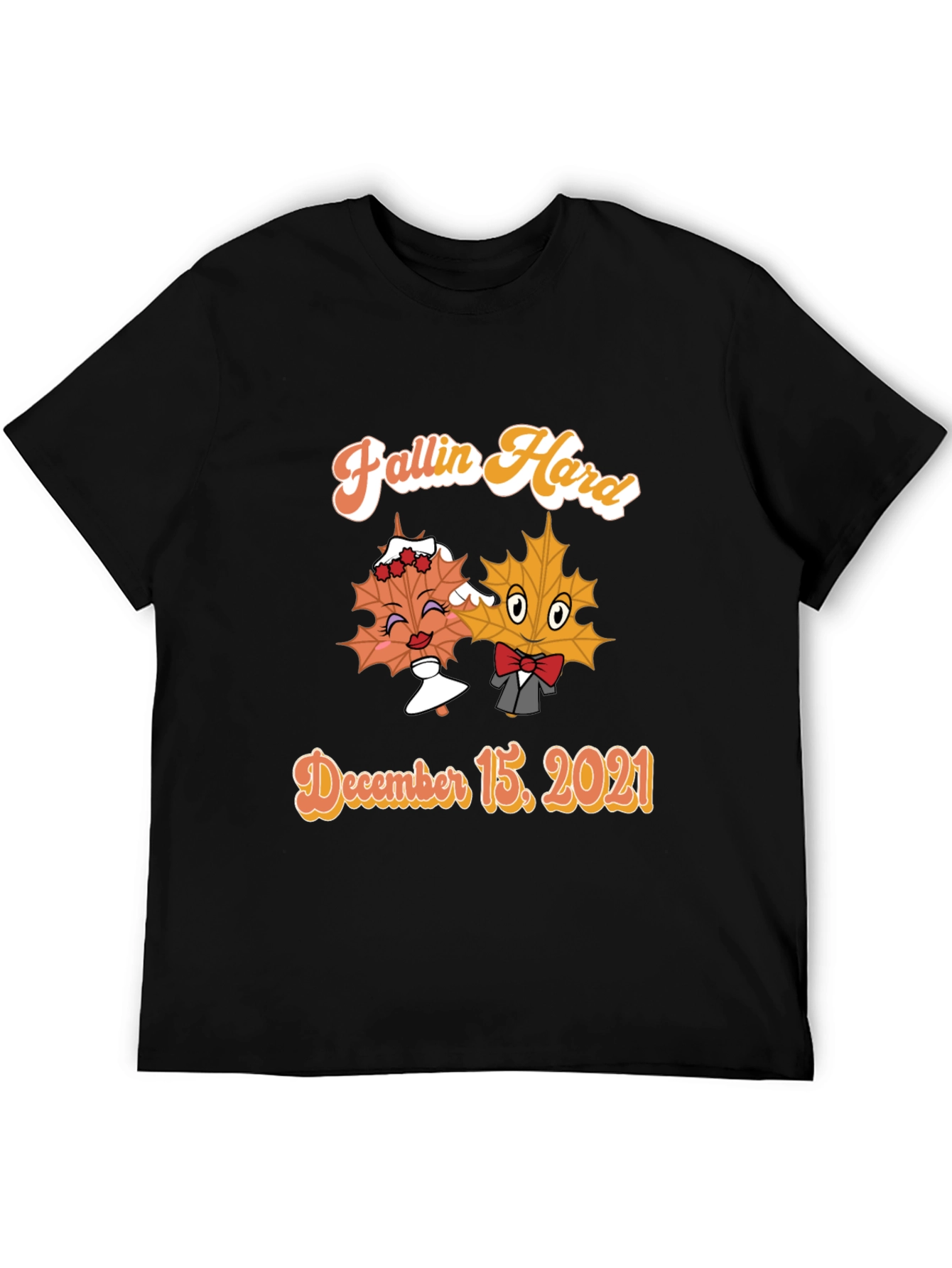 Fallin Hard Maple Leaf Couple Black T-Shirt