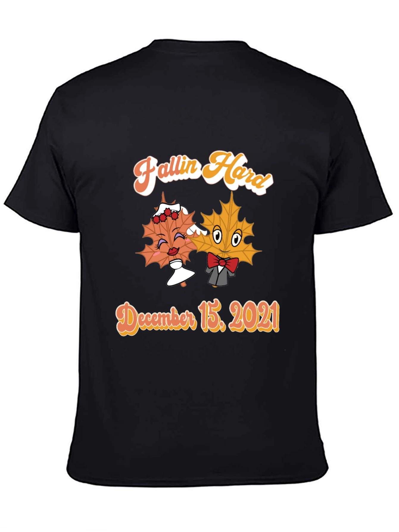 Fallin Hard Maple Leaf Couple Black T-Shirt