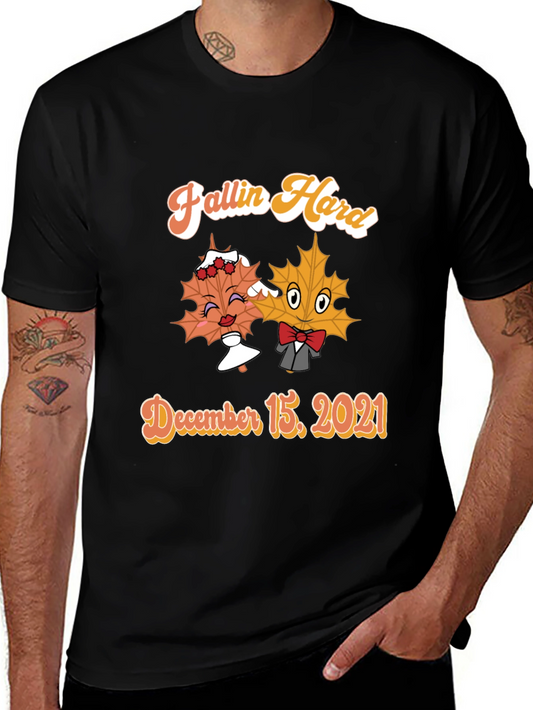 Fallin Hard Maple Leaf Couple Black T-Shirt