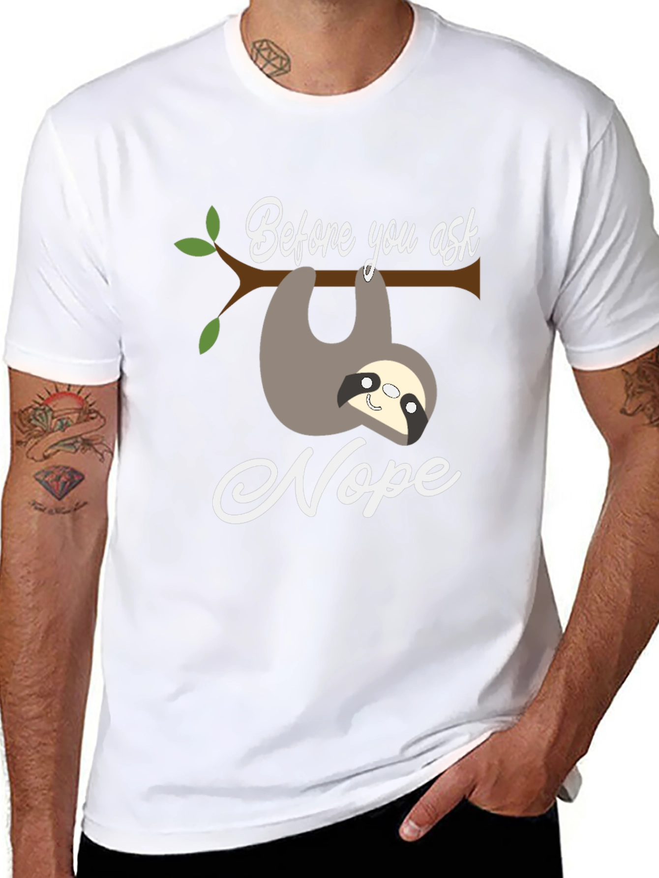 Funny Sloth Nope T-Shirt - Before You Ask