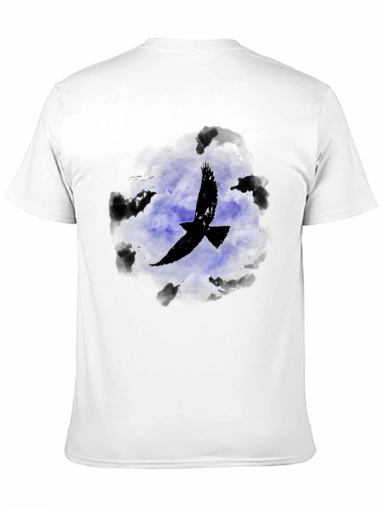 Raven in Clouds Graphic Tee - Black Cotton T-Shirt