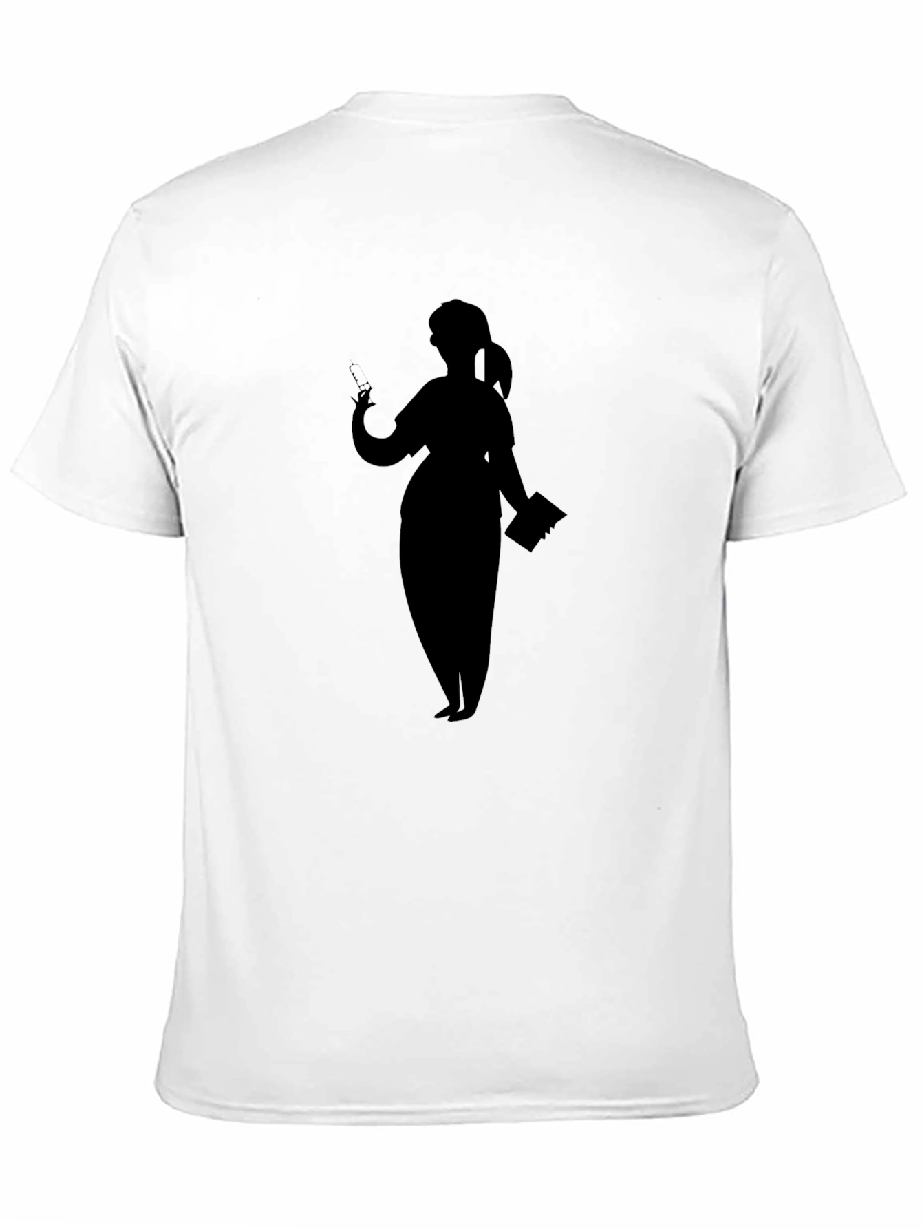 Silhouette Nurse Graphic T-Shirt - Black Cotton Casual Tee
