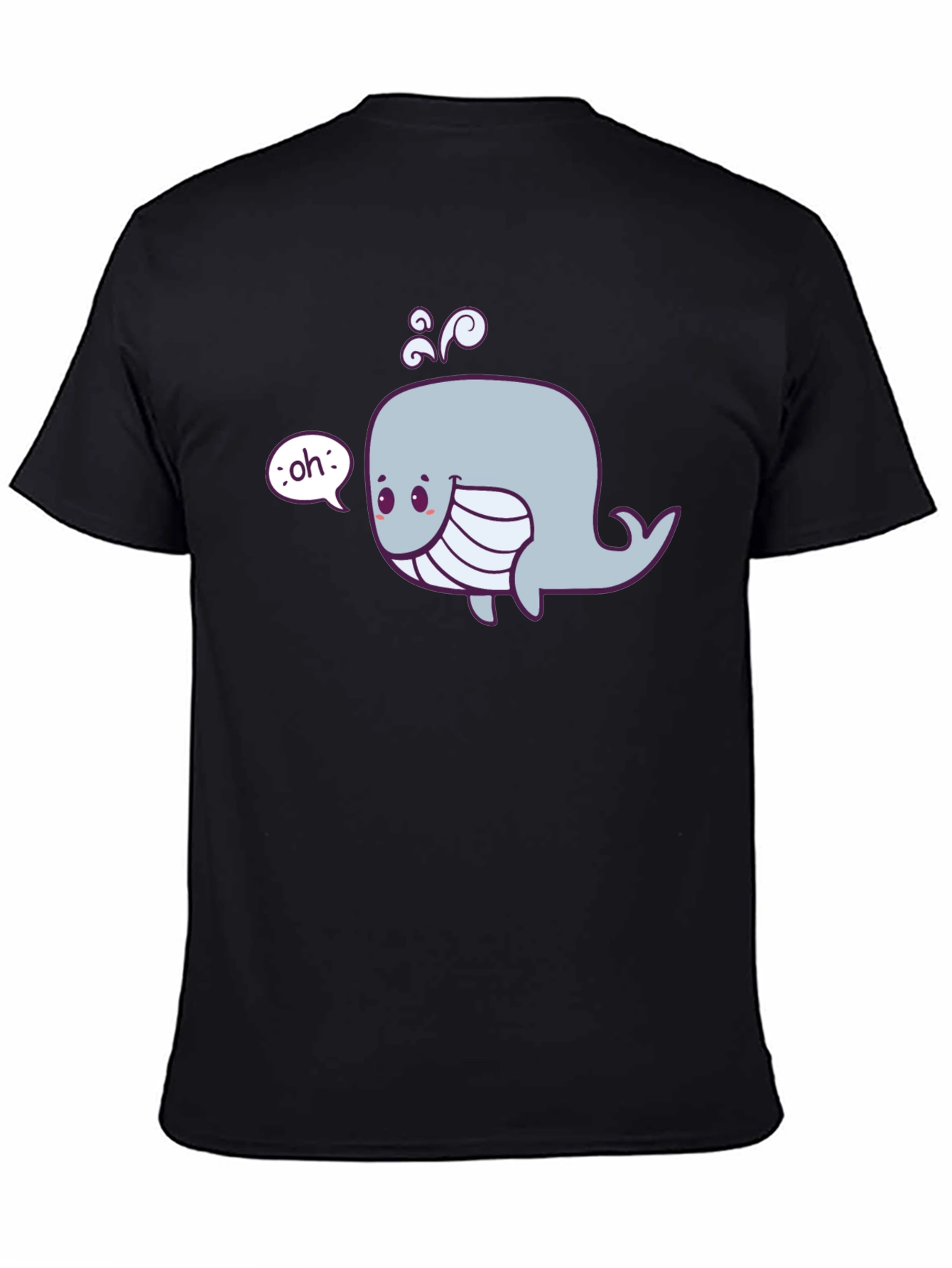 Cute Whale Graphic Tee - Black Cotton Comfort