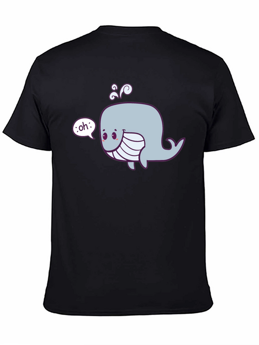 Cute Whale Graphic Tee - Black Cotton Comfort