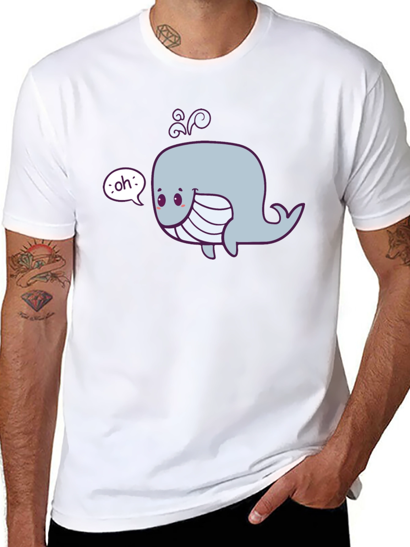 Cute Whale Graphic Tee - Black Cotton Comfort