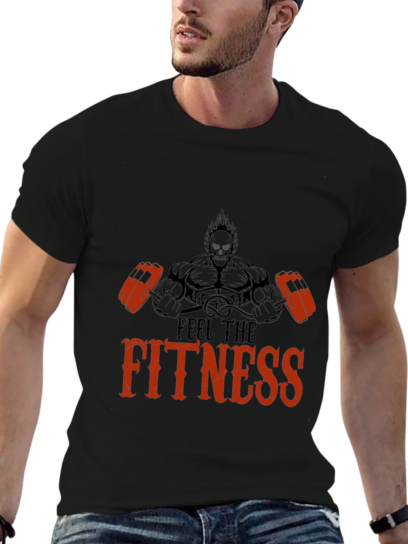Feel the Fitness Black Graphic Tee