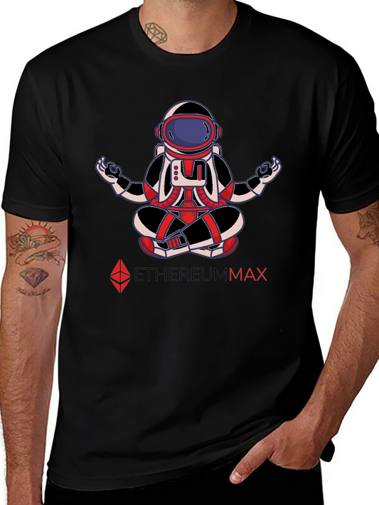EthereumMax Meditation Astronaut Black T-Shirt