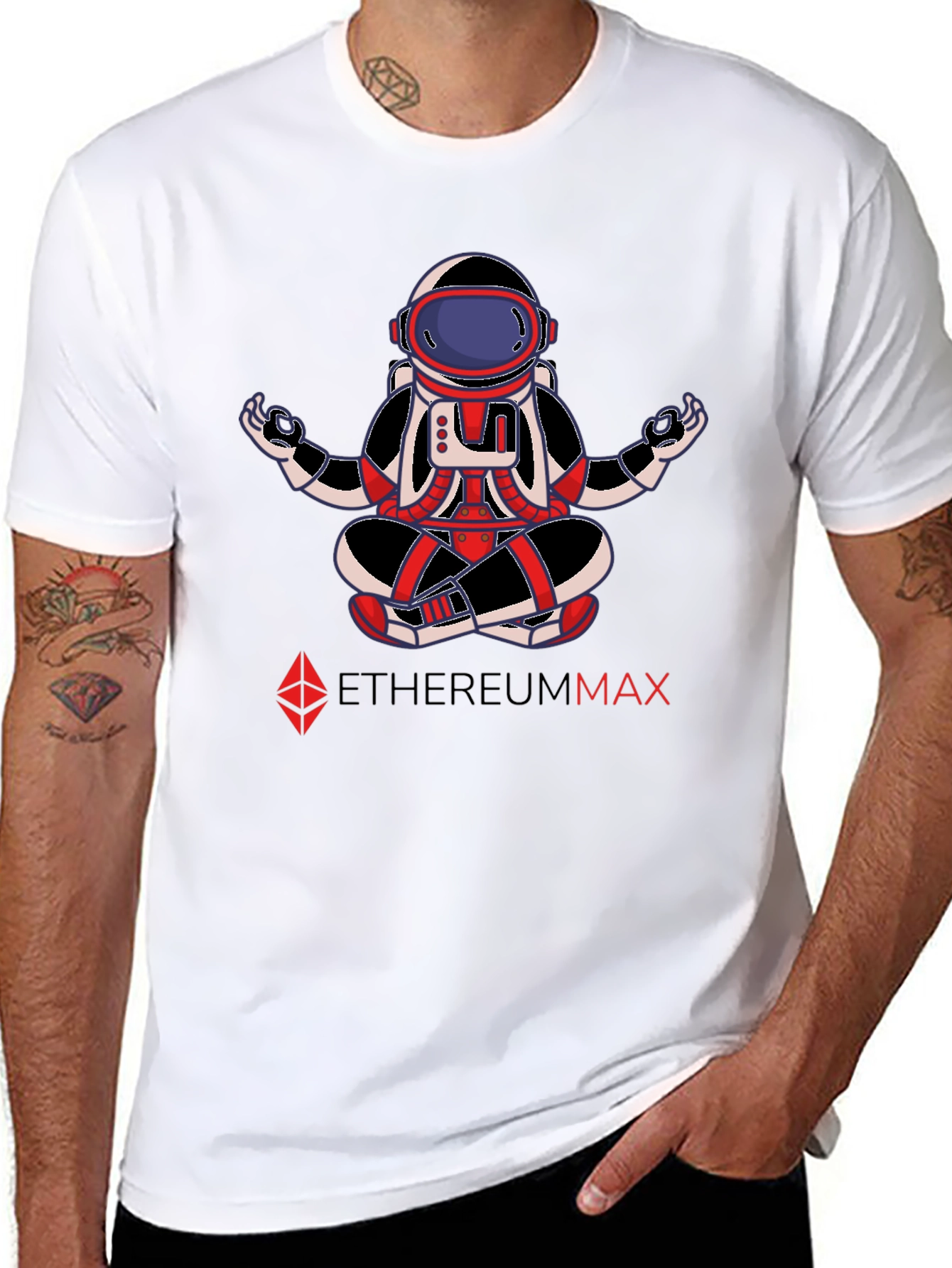 EthereumMax Meditation Astronaut Black T-Shirt