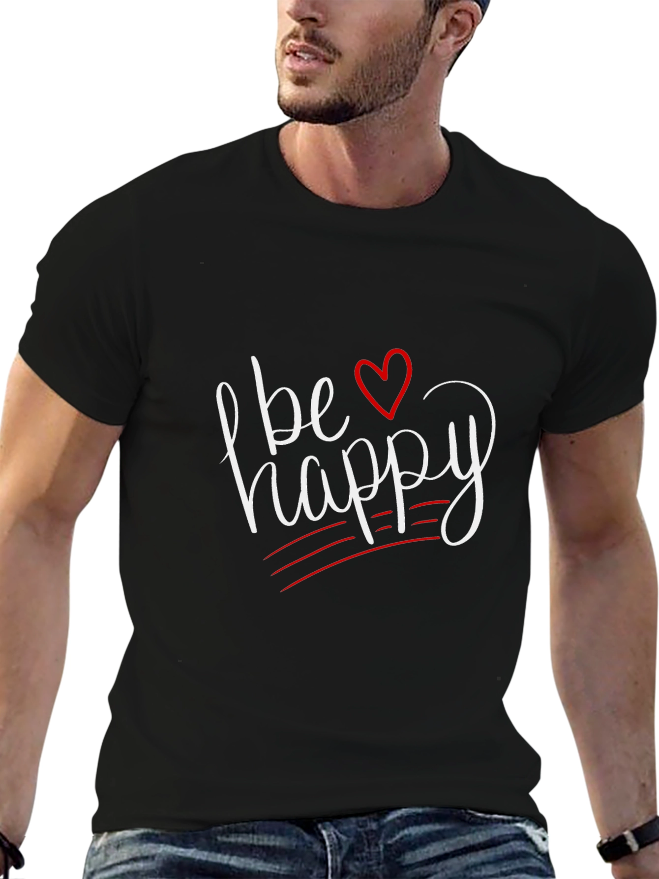 Be Happy Graphic Tee - Trendy Casual Shirt