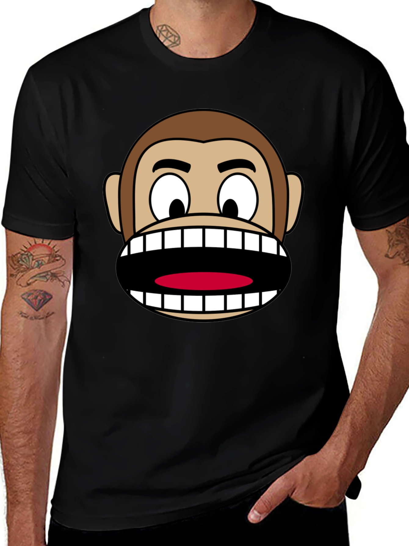 Funny Monkey Face Graphic Tee - Novelty Cartoon Shirt