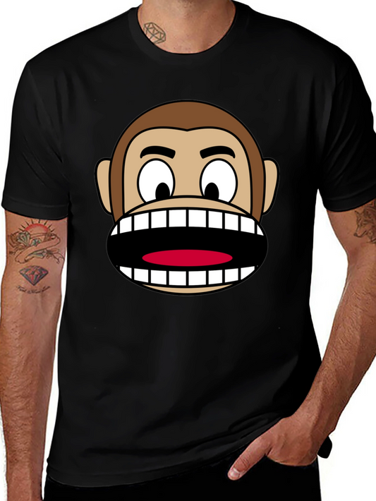 Funny Monkey Face Graphic Tee - Novelty Cartoon Shirt
