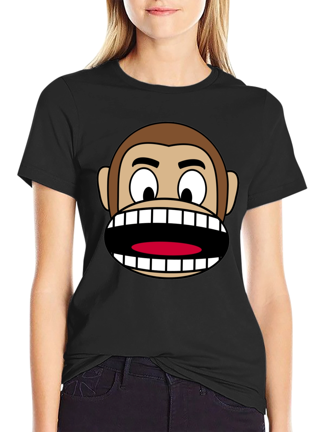 Funny Monkey Face Graphic Tee - Novelty Cartoon Shirt