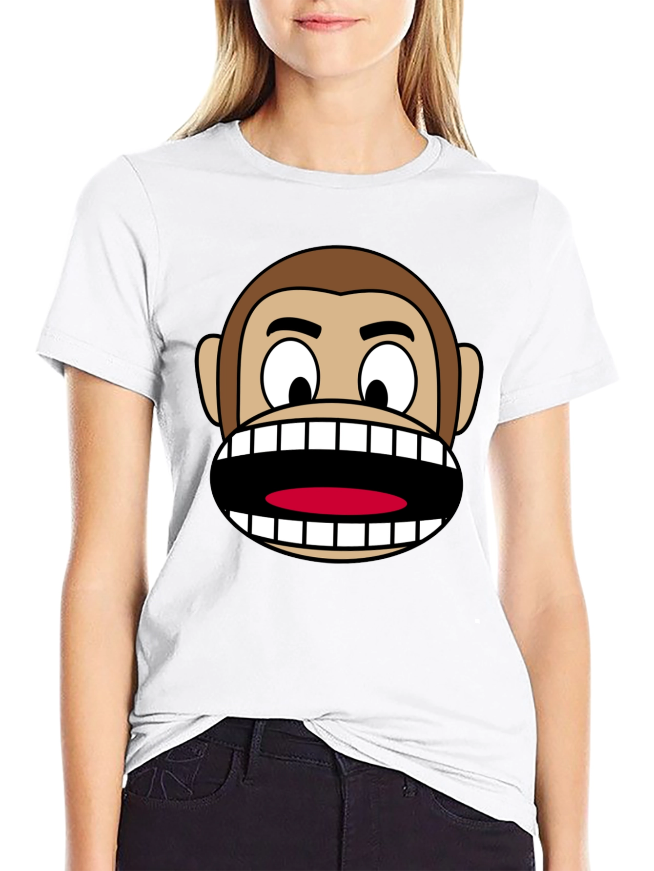 Funny Monkey Face Graphic Tee - Novelty Cartoon Shirt