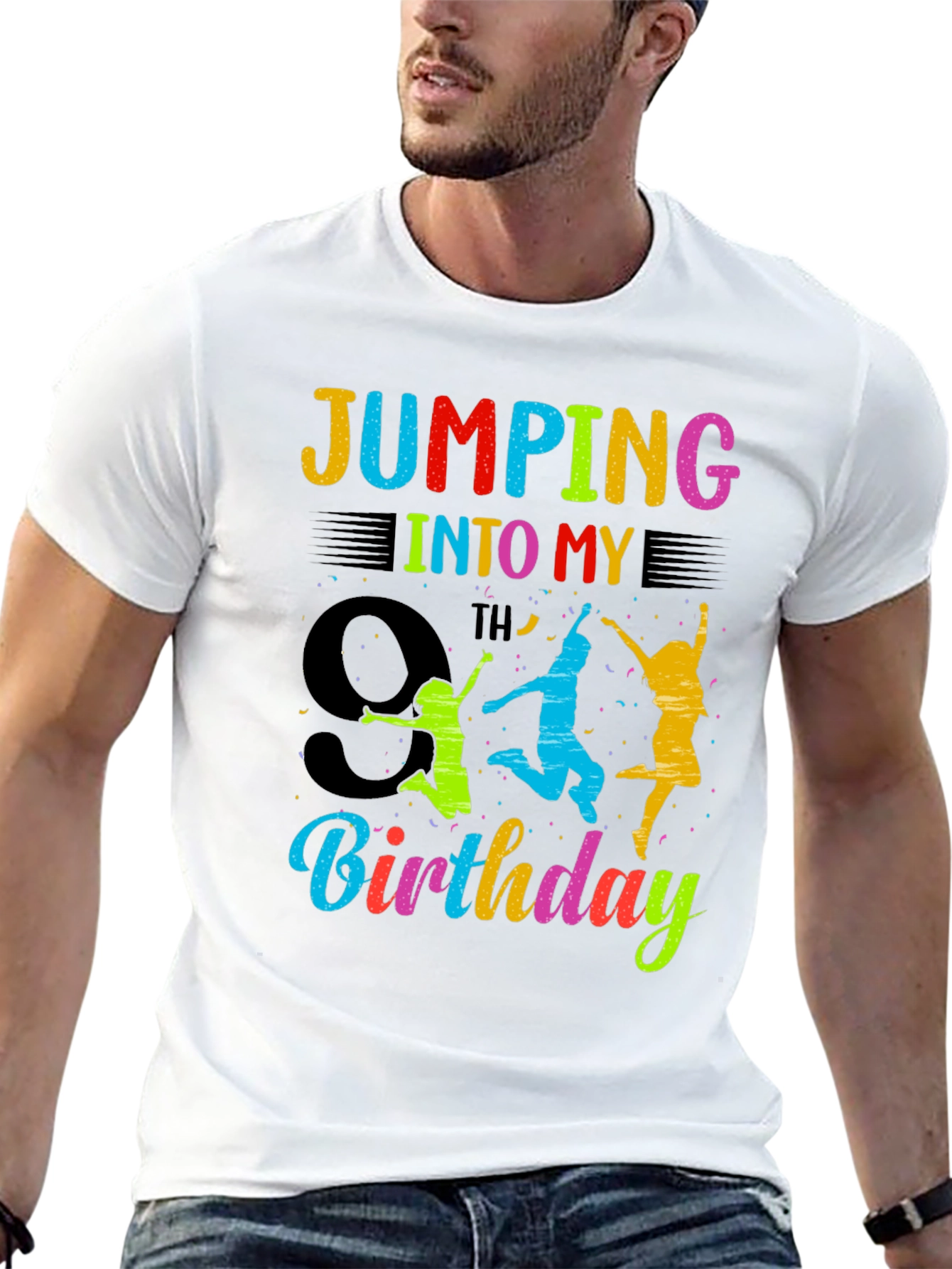 9th Birthday Jumping Graphic Tee