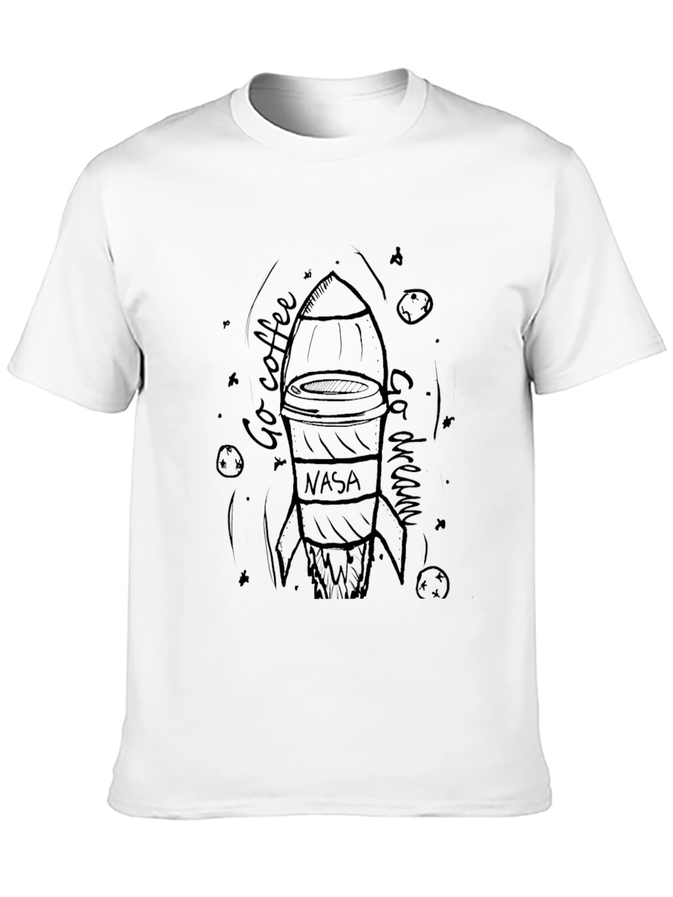 NASA Coffee Rocket T-Shirt - Blast Off Your Day!