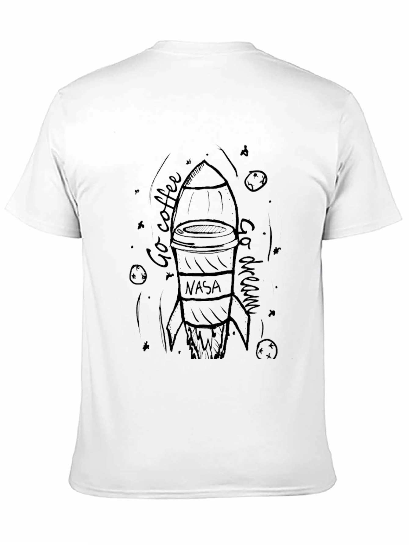 NASA Coffee Rocket T-Shirt - Blast Off Your Day!