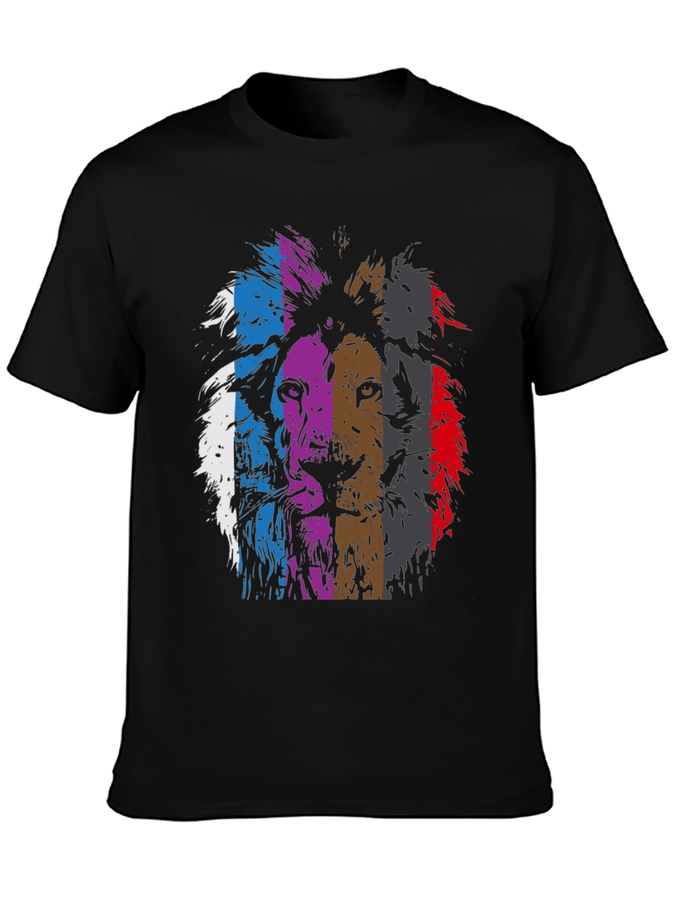 Lion Graphic Print Mens Black T-Shirt