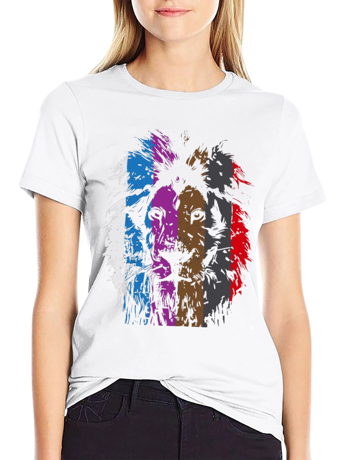Lion Graphic Print Mens Black T-Shirt