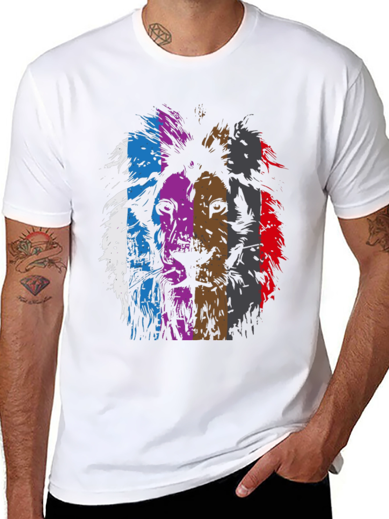 Lion Graphic Print Mens Black T-Shirt